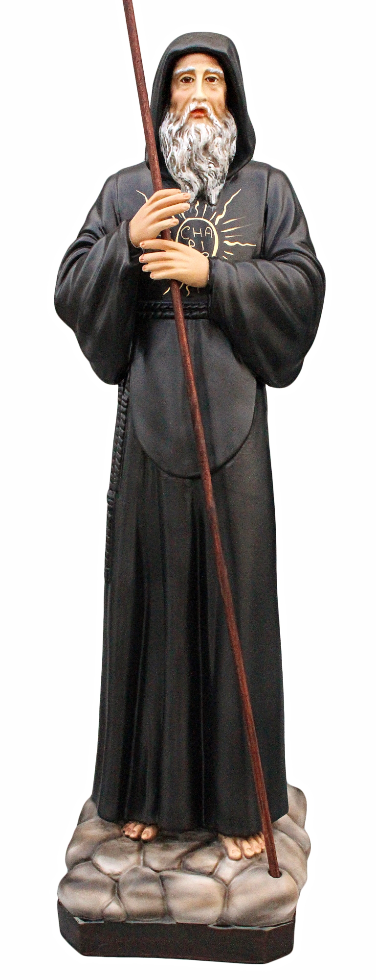 Statue of St. Francis hot of Paola cm 33 (12.99 inches) in hand-decorated resin marble of Italian craftsmanship